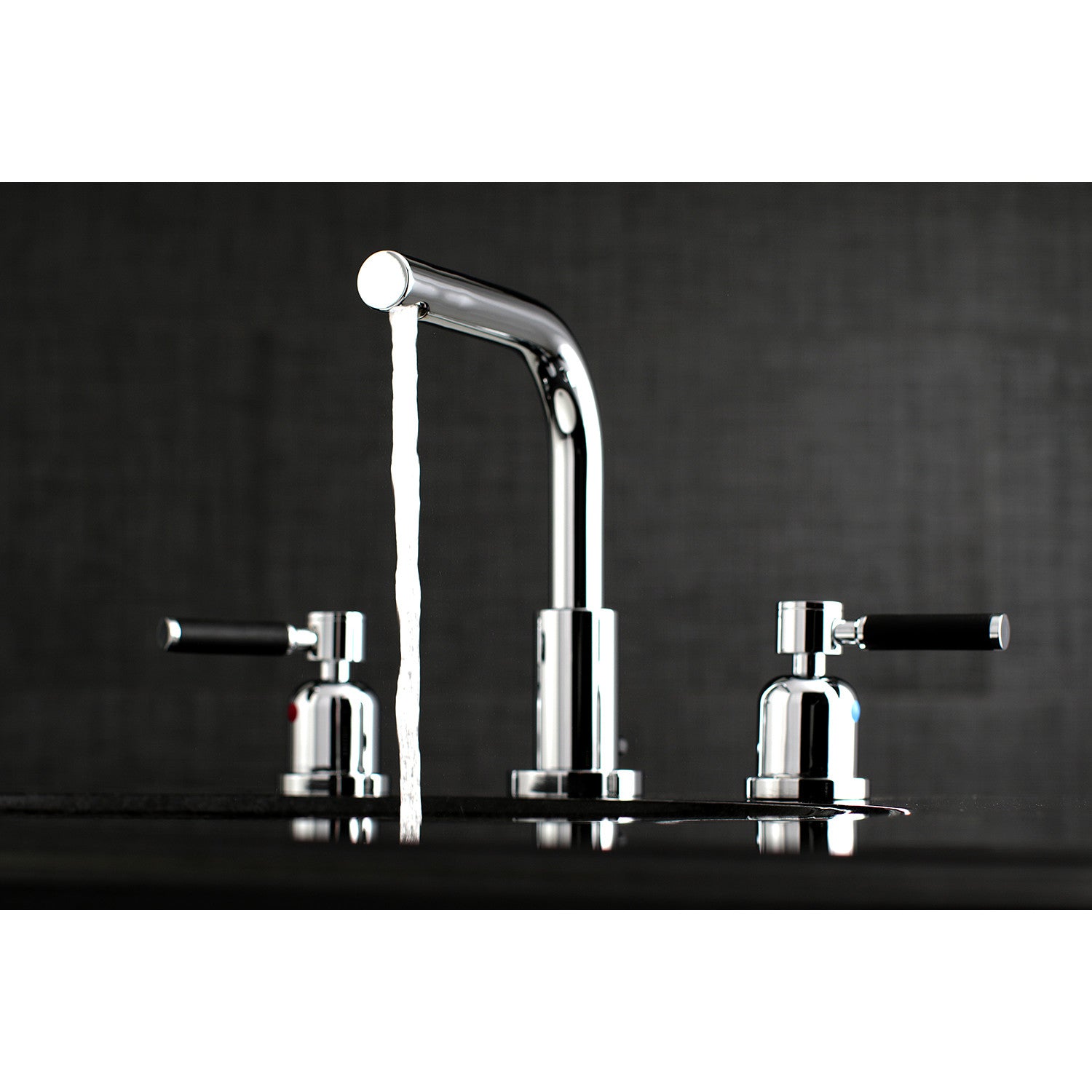 Kingston Sona FSC8951DKL - Kaiser Two-Handle 3-Hole Deck Mount Widespread Bathroom Faucet with Brass Pop-Up, Polished Chrome — thumbnail 2